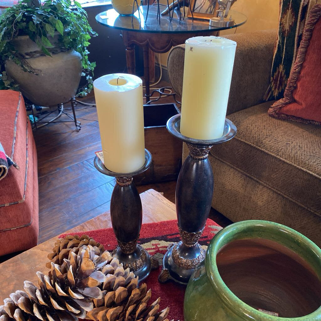Metal Candle Holder - Set Of 2