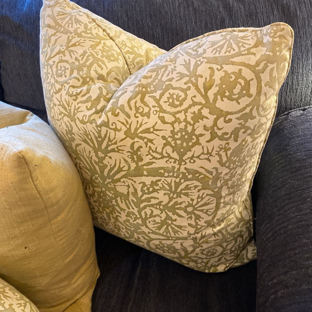 Custom Down Filled Green And White Patterned Pillow