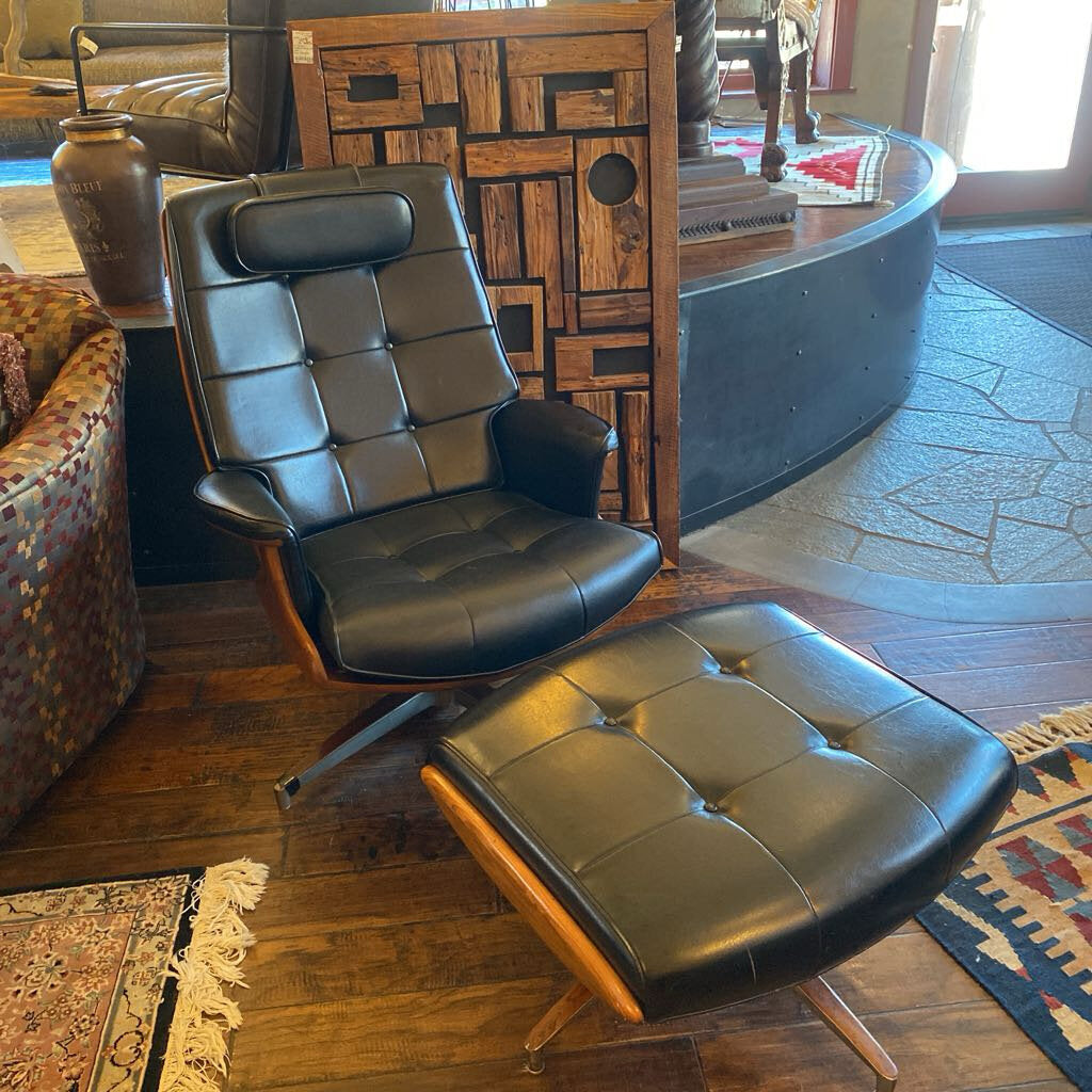 Heywood Wakefield Recline And Swivel Lounge Chair And Ottoman
