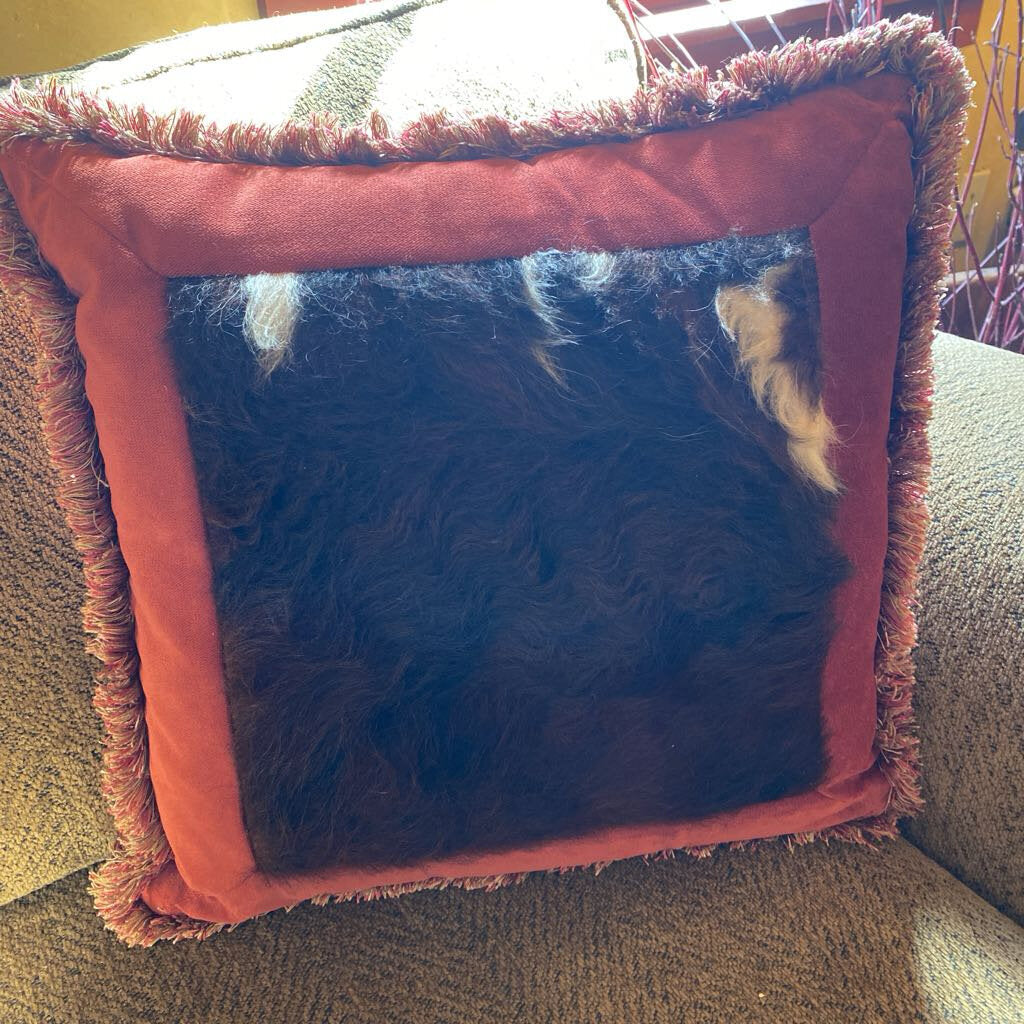 Custom PIllow With Cowhide And Fringe