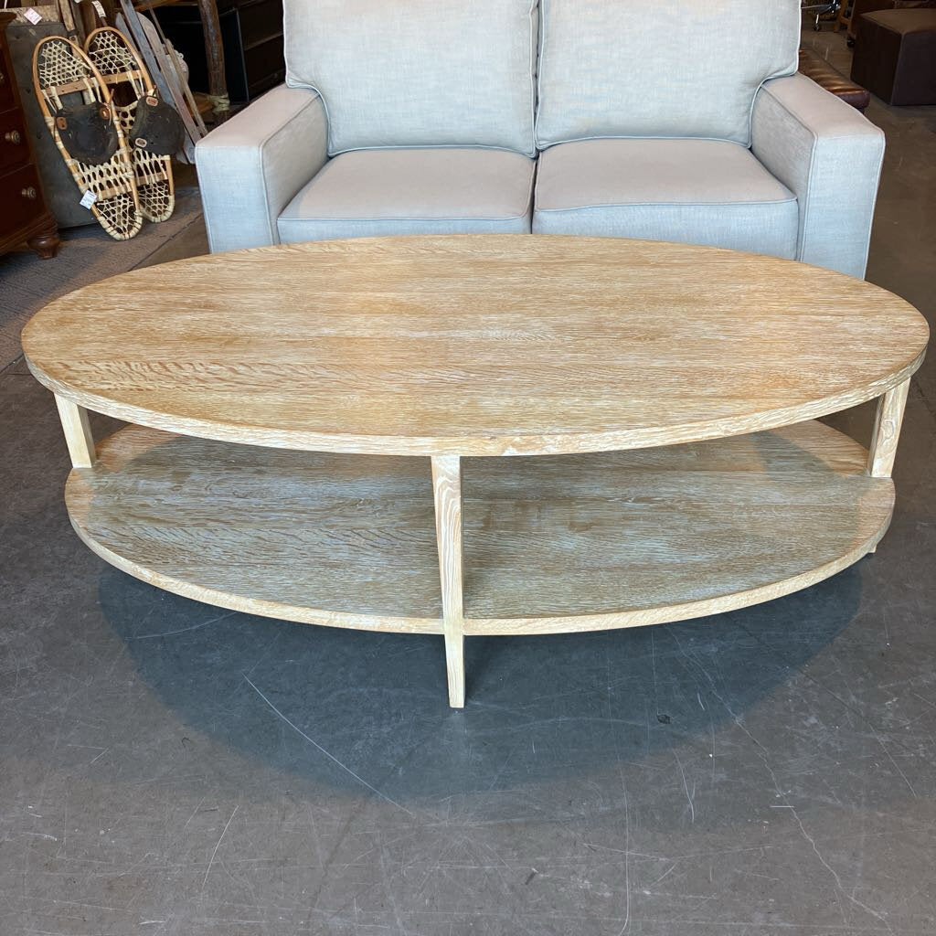 Crate & Barrel Oak Oval Coffee Table