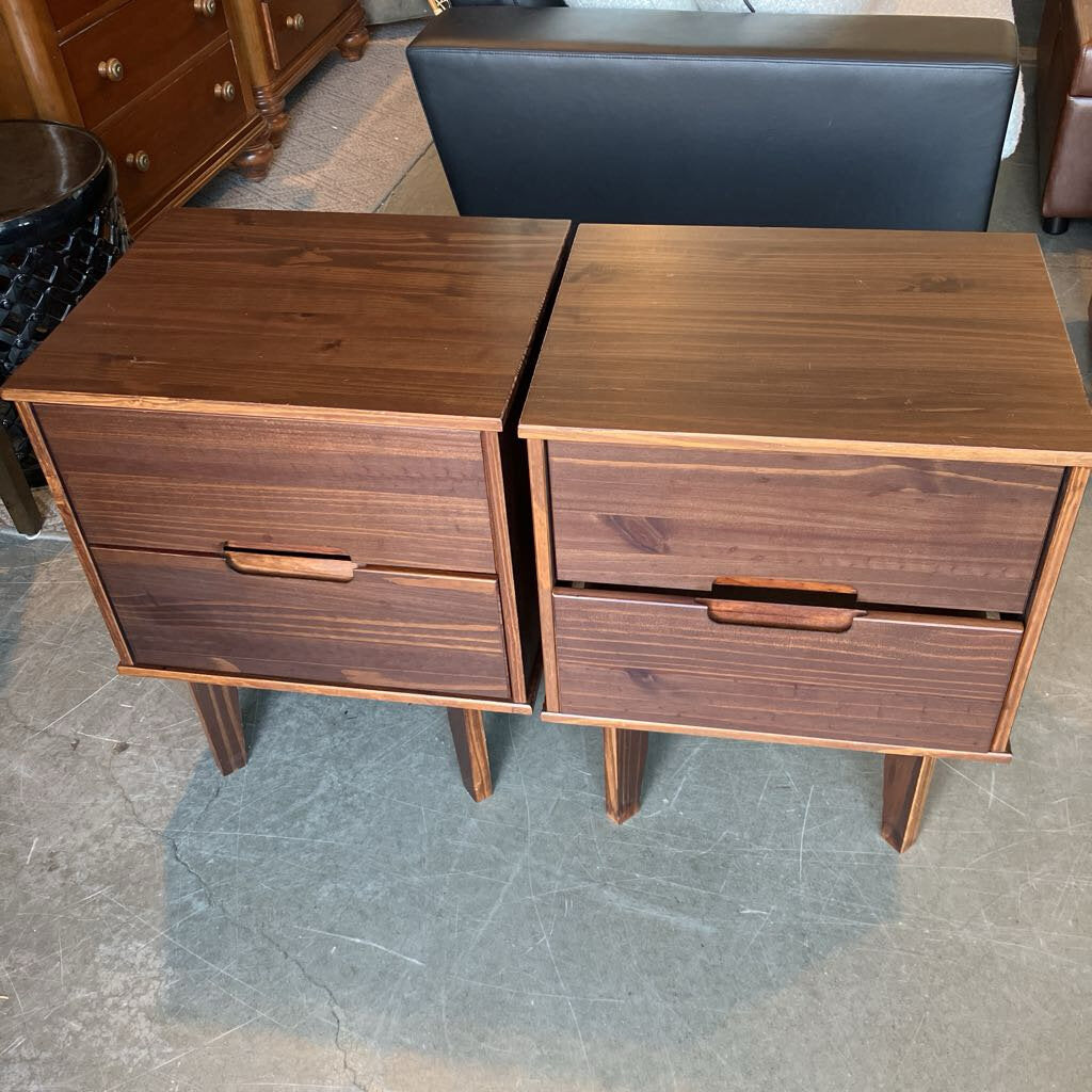 Mid Century Modern Groved Night Stands Set of 2