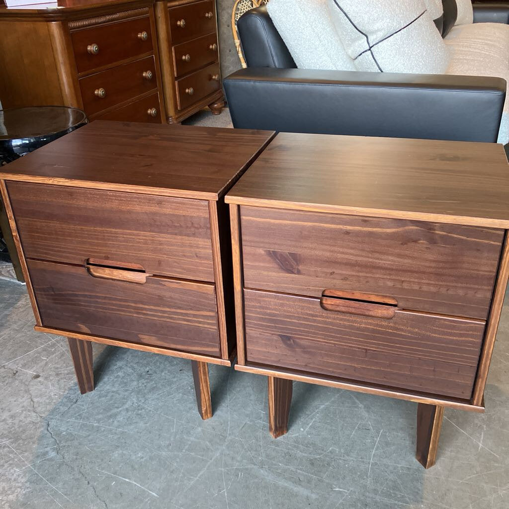 Mid Century Modern Groved Night Stands Set of 2