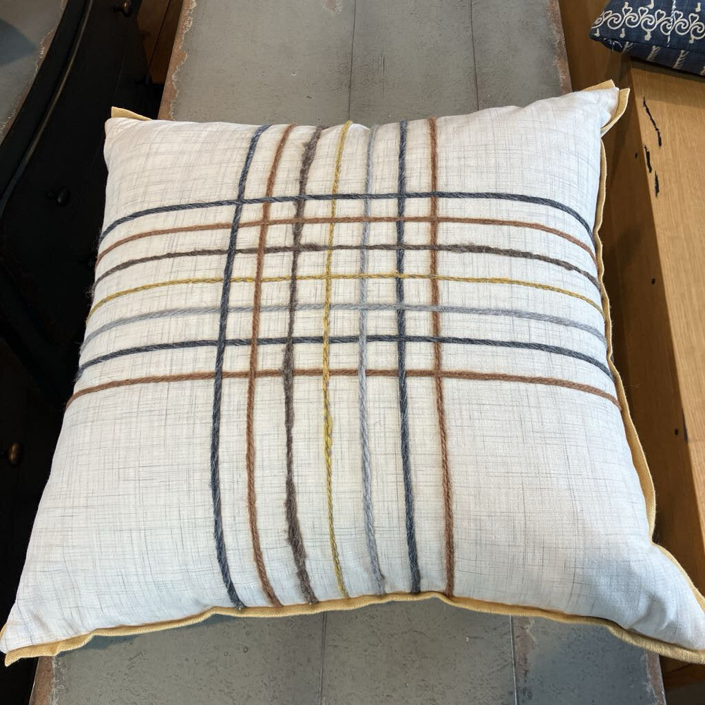 Linen Pillow w/ Yarn Stripes