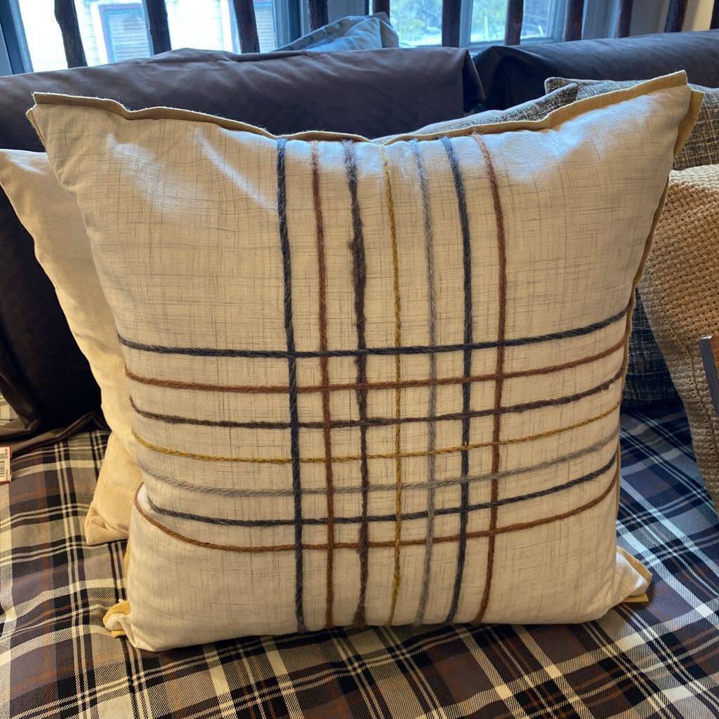 Linen Pillow w/ Yarn Stripes