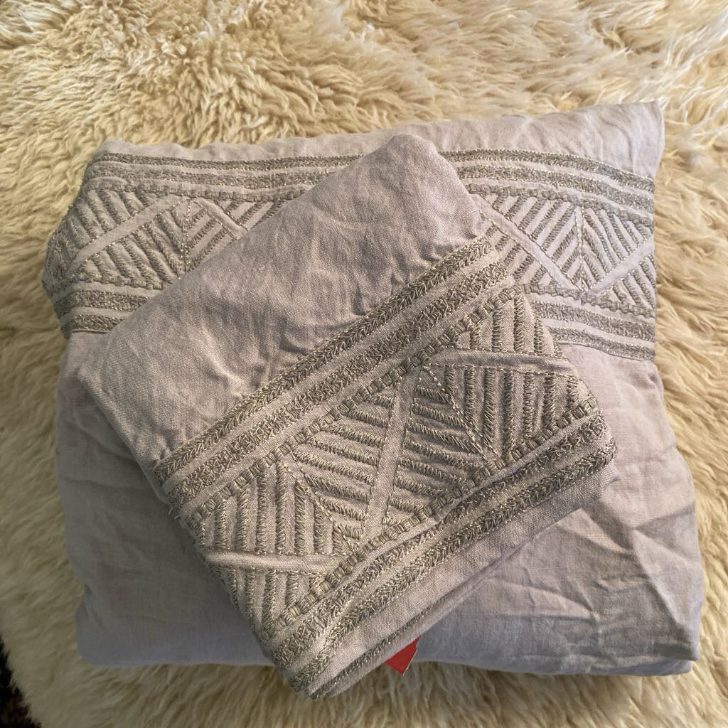 Gray Linen Duvet And Two Shams