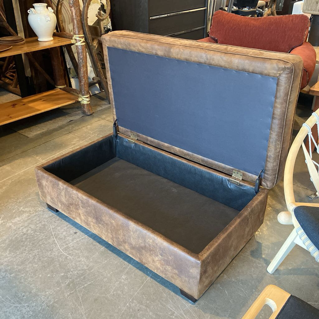 Suede Ottoman W/ Storage