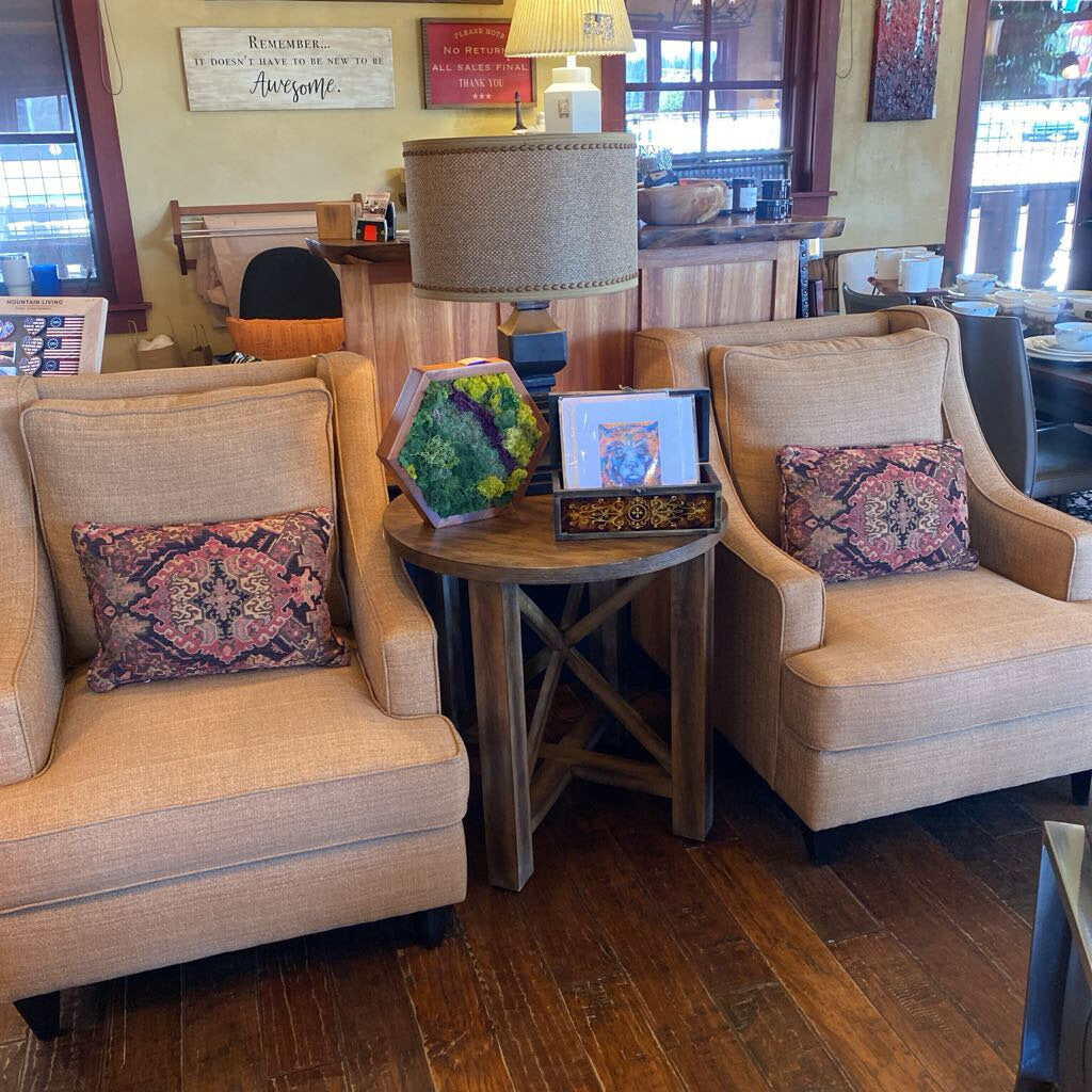 Brown Upholstered Club Chair - Set Of 2