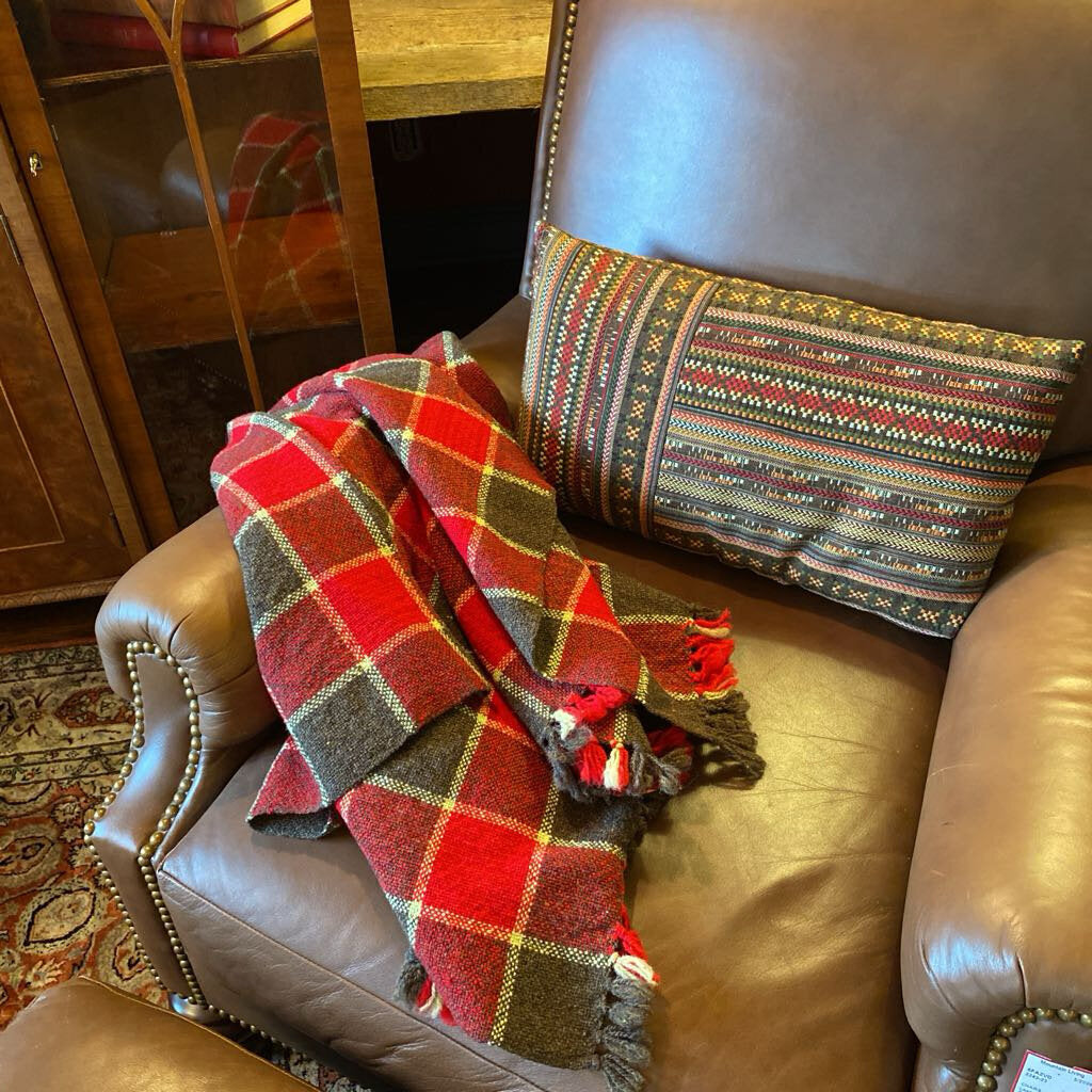 Hand Woven Shetland Wool Plaid Throw Blanket