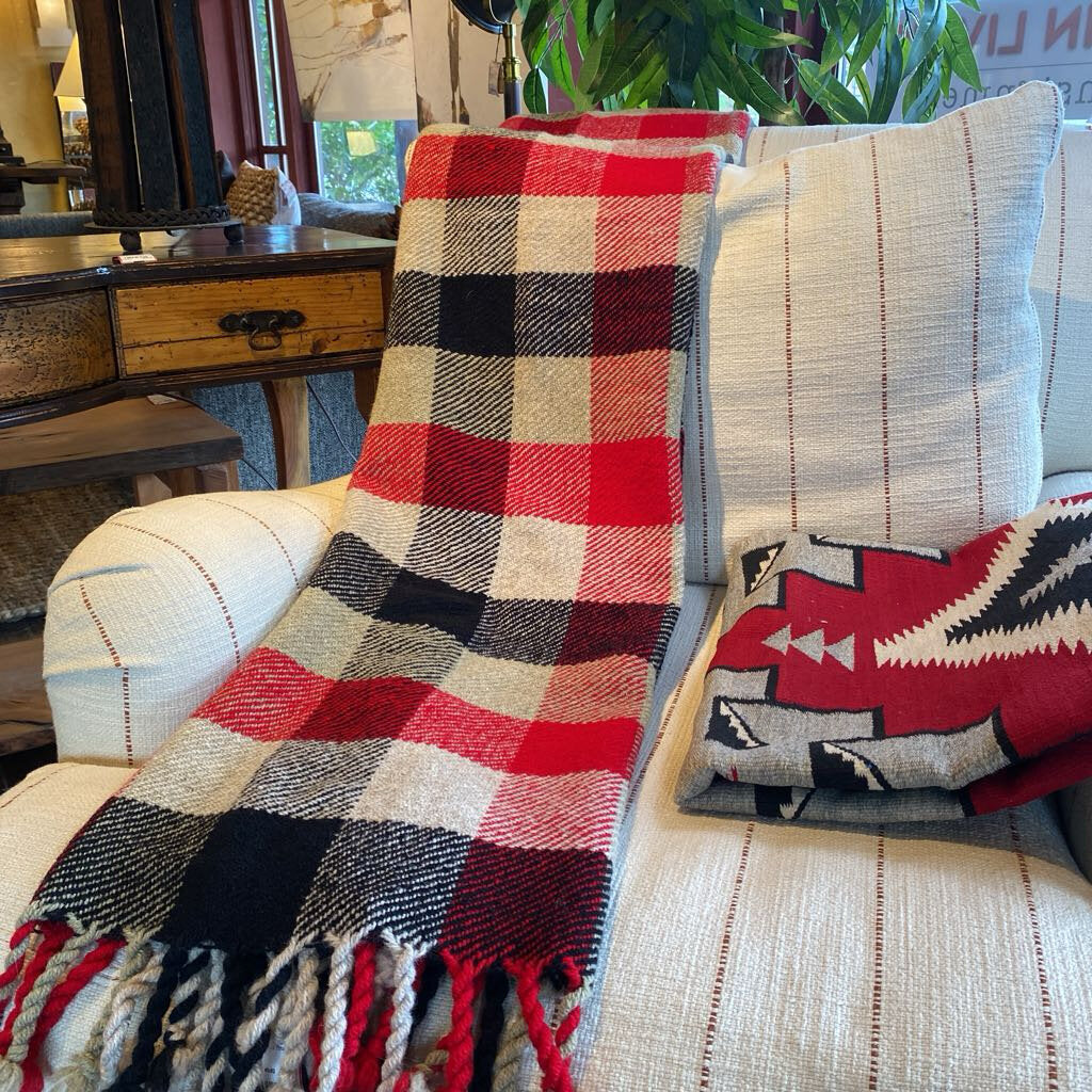 Hand Woven Shetland Wool Plaid Throw Blanket