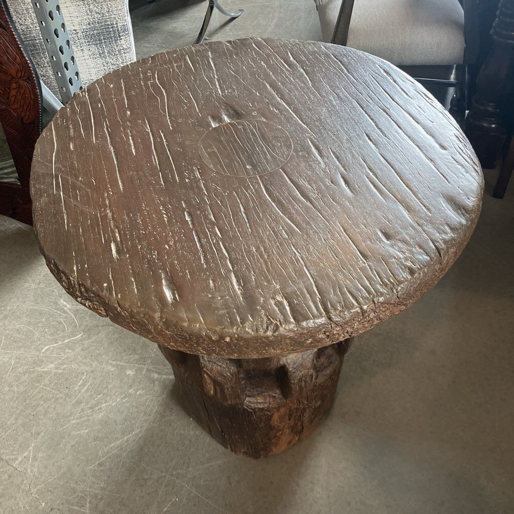African Bamileke Hand Carved Teak Side Table