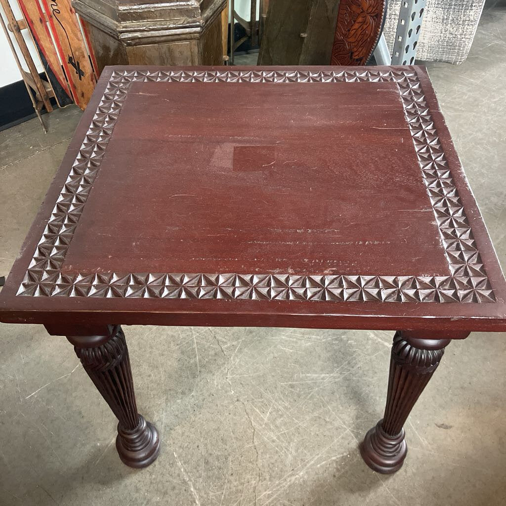 Square Side Table W/ Patterned Top