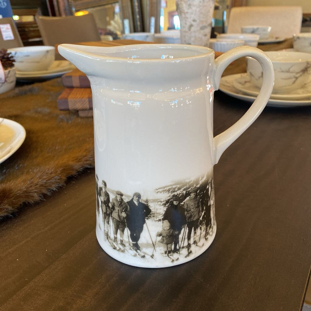 Pitcher With Vintage Skier Photo