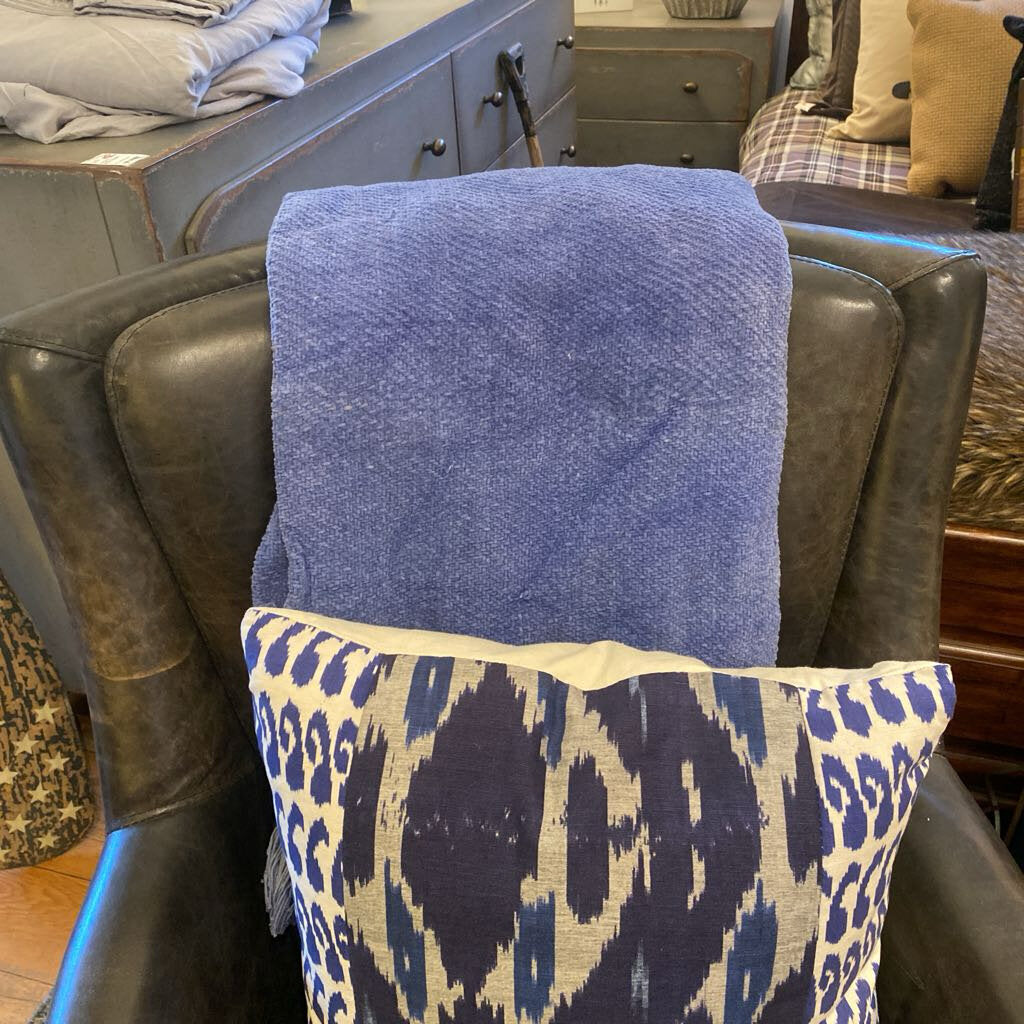 Blue Cotton Chenille Throw Blanket