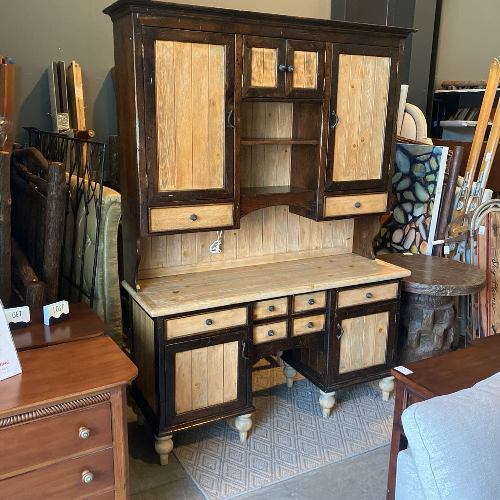 2 Piece Rustic Farmhouse Hutch