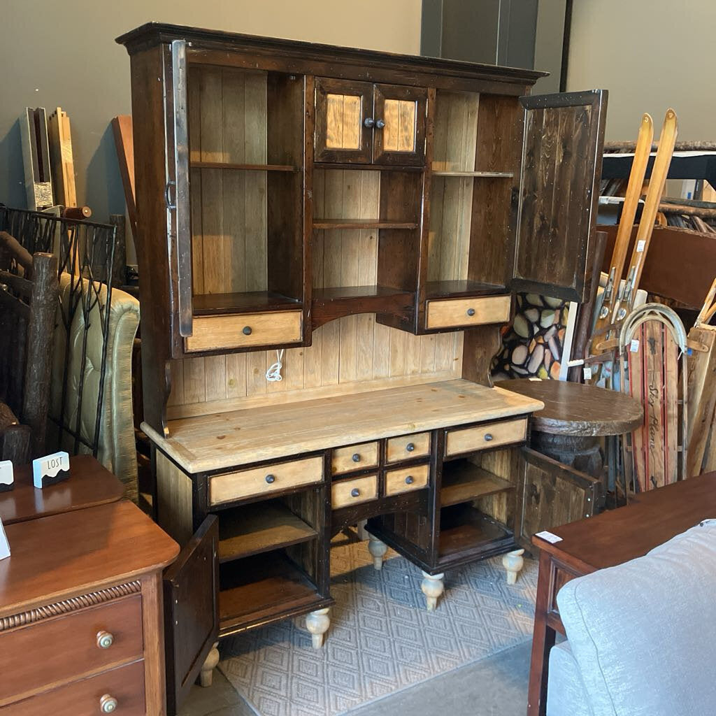 2 Piece Rustic Farmhouse Hutch