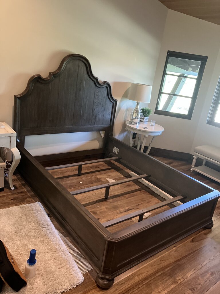 Bernhardt Belgian Oak Curved Crown Queen Bed