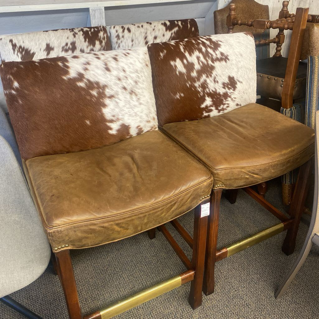 Leather And Hide Counter Stool - Set of 4