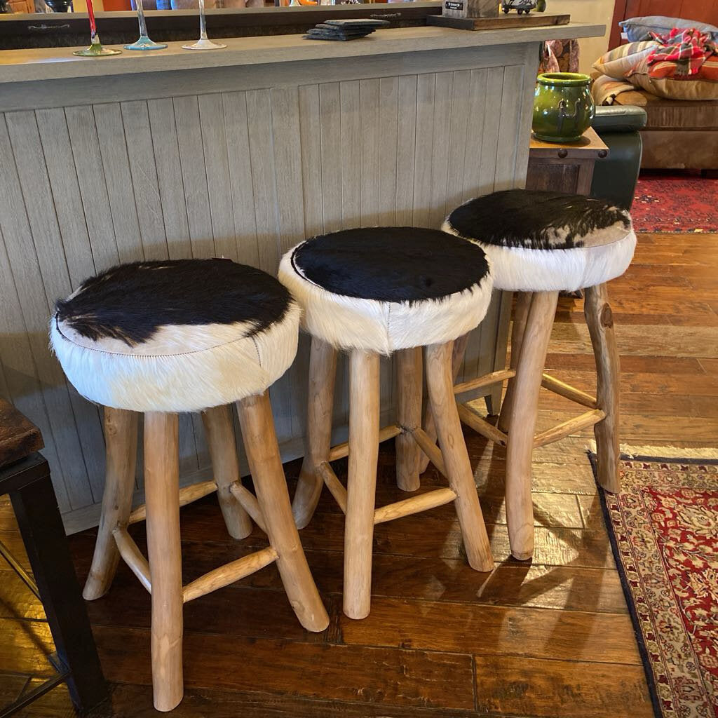 Cow Hide Barstool - Set of 3