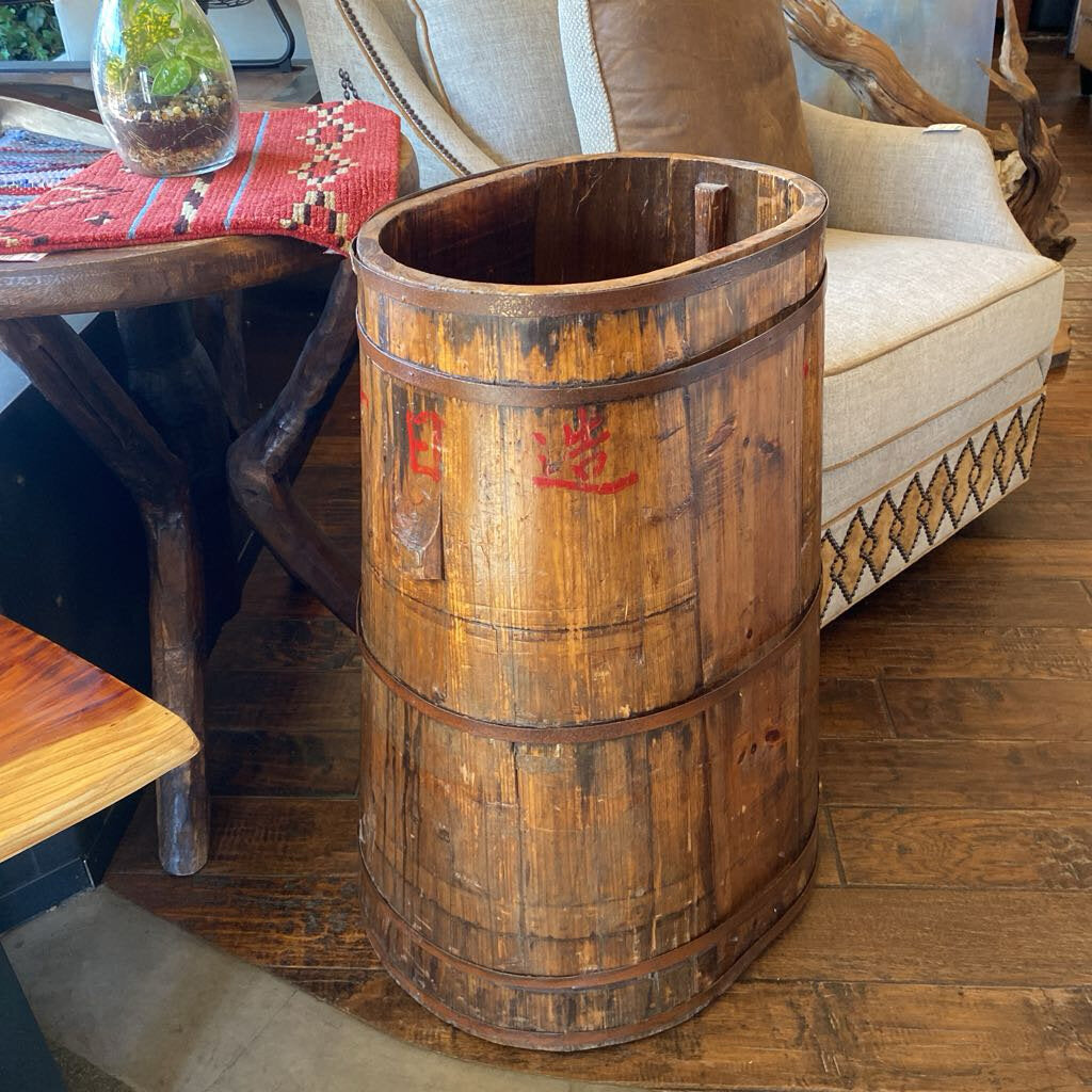 Vintage Chinoiserie Wood Rice Vessel