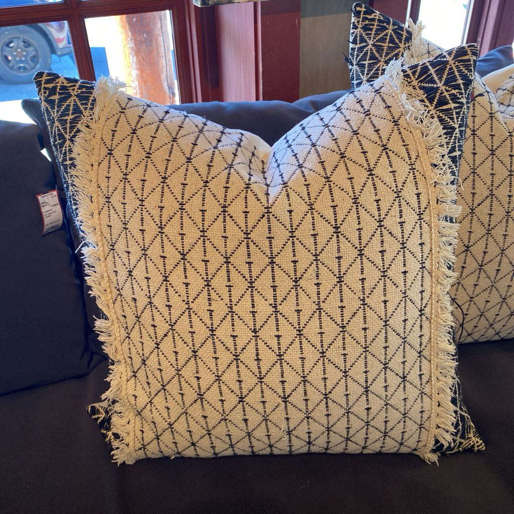 Black And White Pillow With Fringe