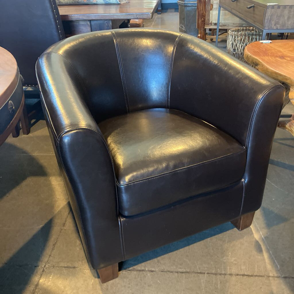 Brown Faux Leather Arm Chair