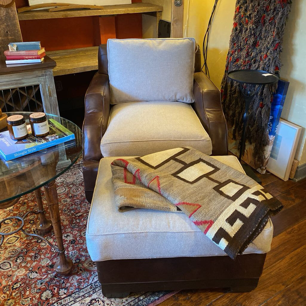 Mulholland And Brothers Leather And Upholstered Chair And Ottoman