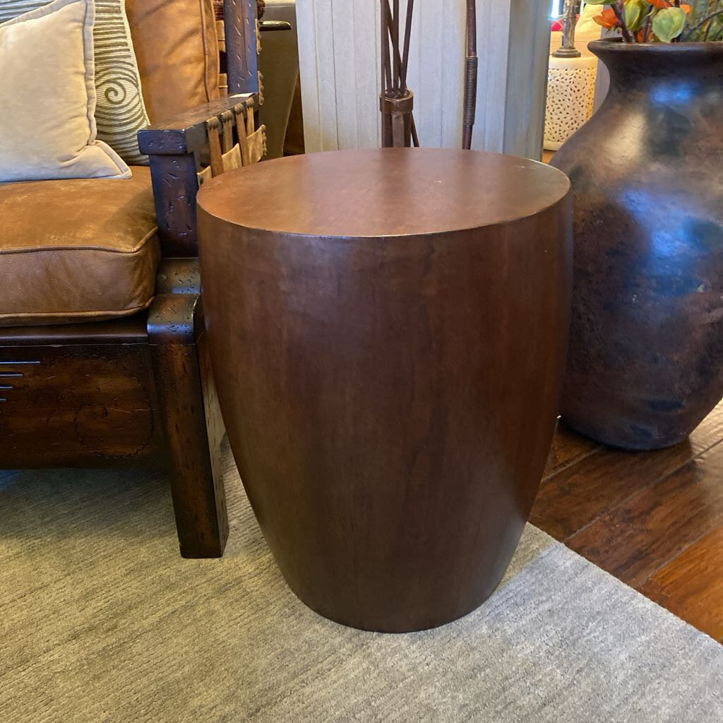 Round Wood Barrel Side Table
