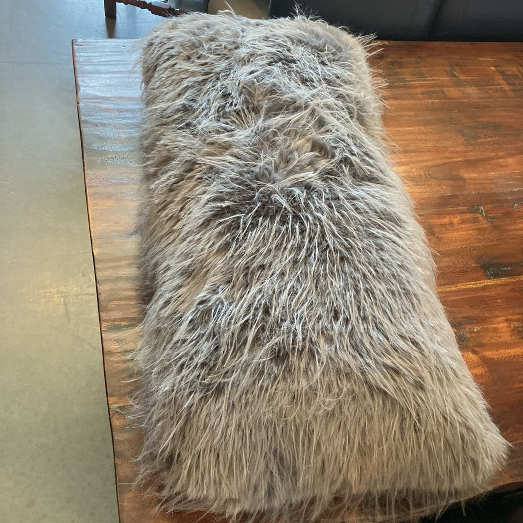 Grey Shaggy Pillow