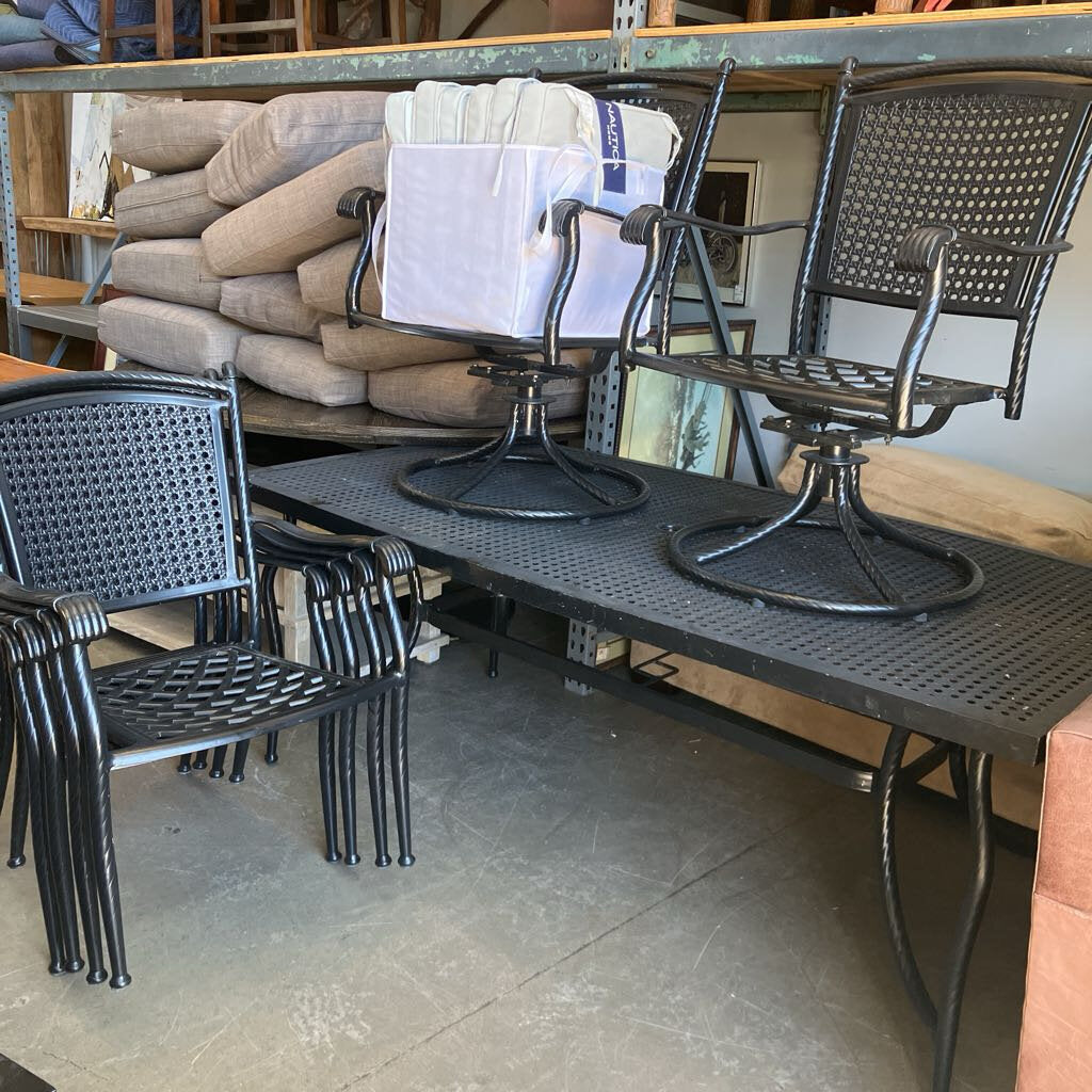 Black Metal Outdoor Dinning Set w/ 6 Chairs