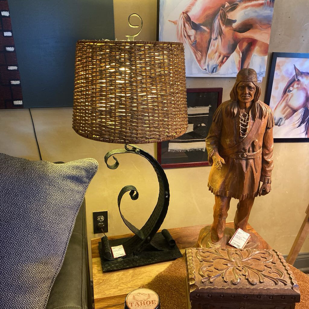Iron Lamp With Wicker Shade - Set of 2