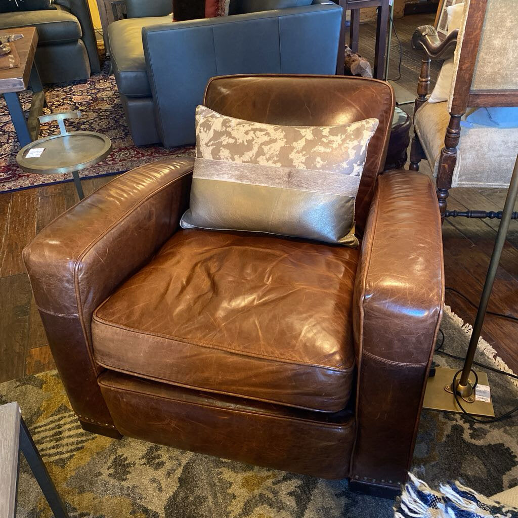 Restoration Hardware Library Chairs With Nailheads - Set of 2 - Comes With 1 Ottoman