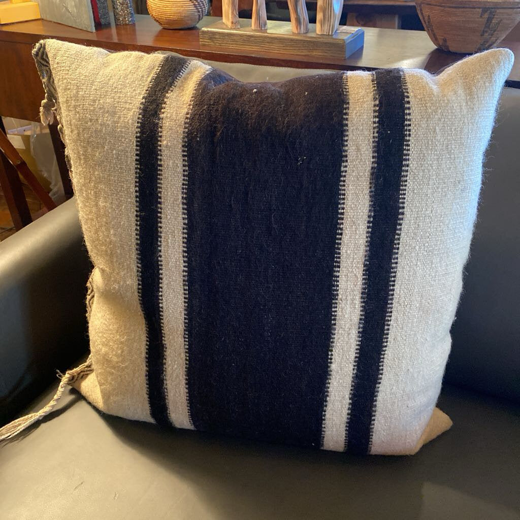 Black and Cream Striped Pillow