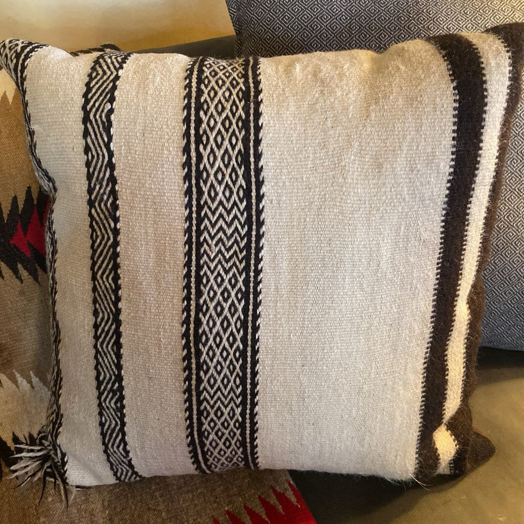 Black and Cream Patterned Stiped Pillow