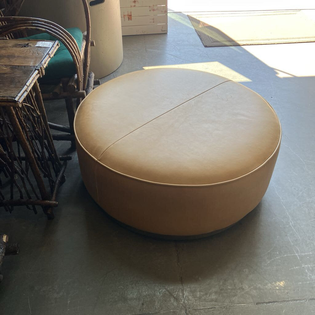 Four Hands Sinclair Large Round Leather Ottoman
