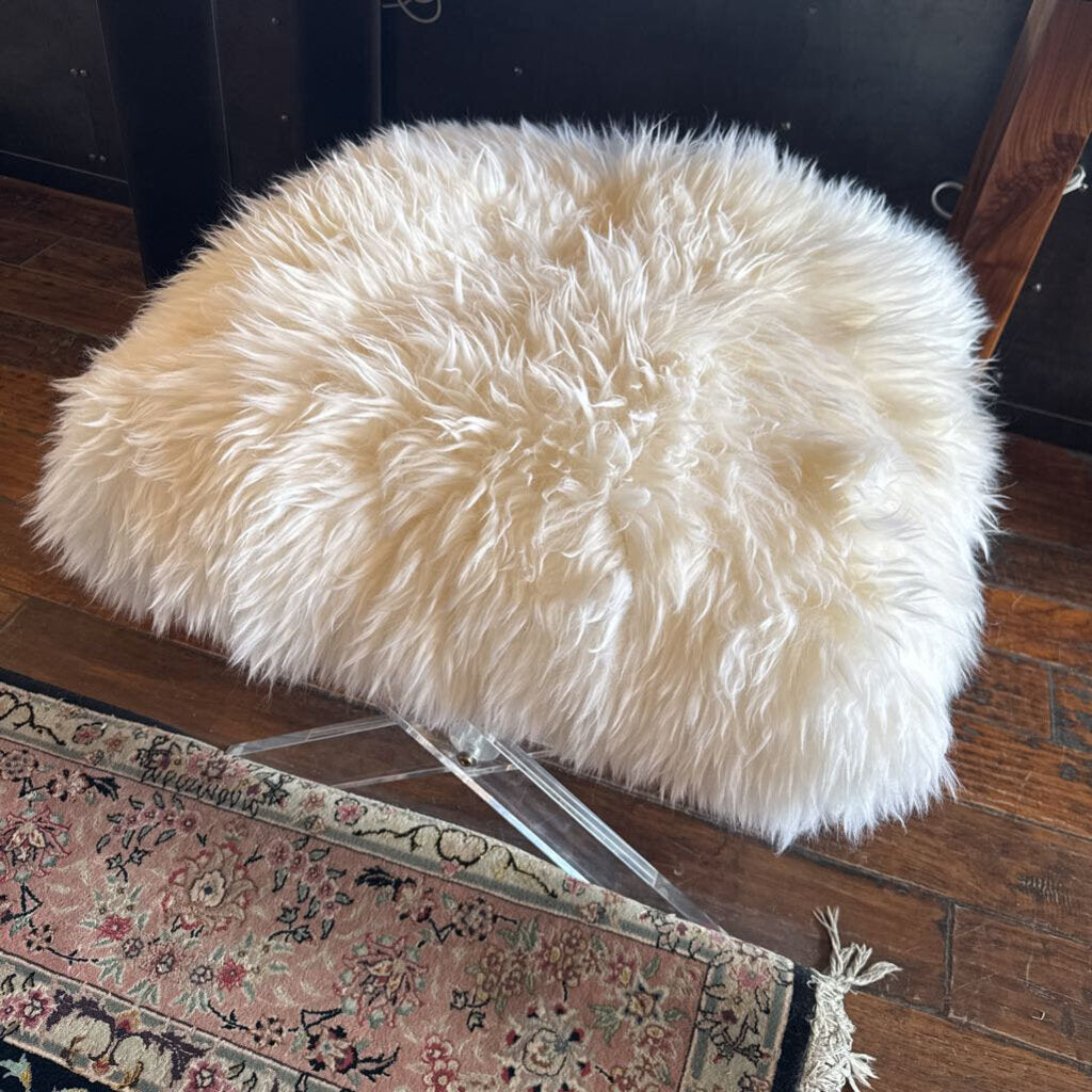 Faux Fur Stool With Acrylic Legs