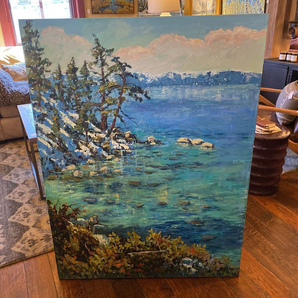 Sand Harbor Original Oil by Delia Bradford