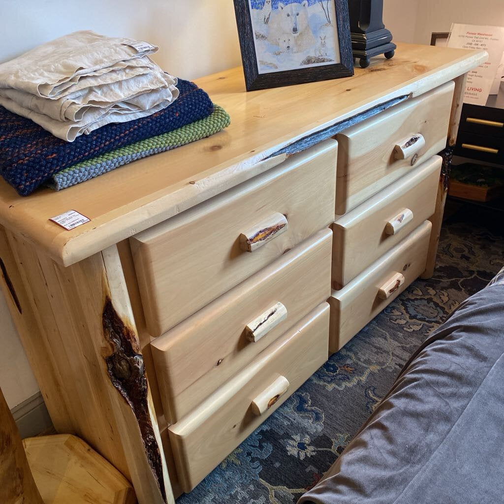 Lodge Pole Pine Six Drawer Dresser - Cedar Lined