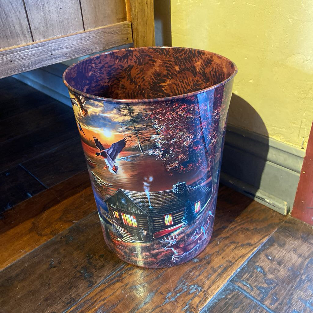 Cabin Scene Waste Basket