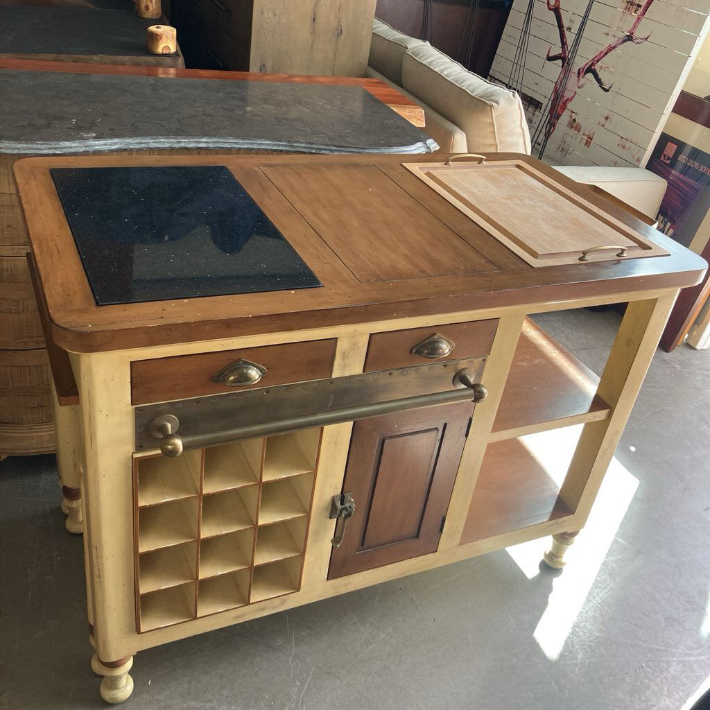Kitchen Island w/ Cutting Board & Marble Top