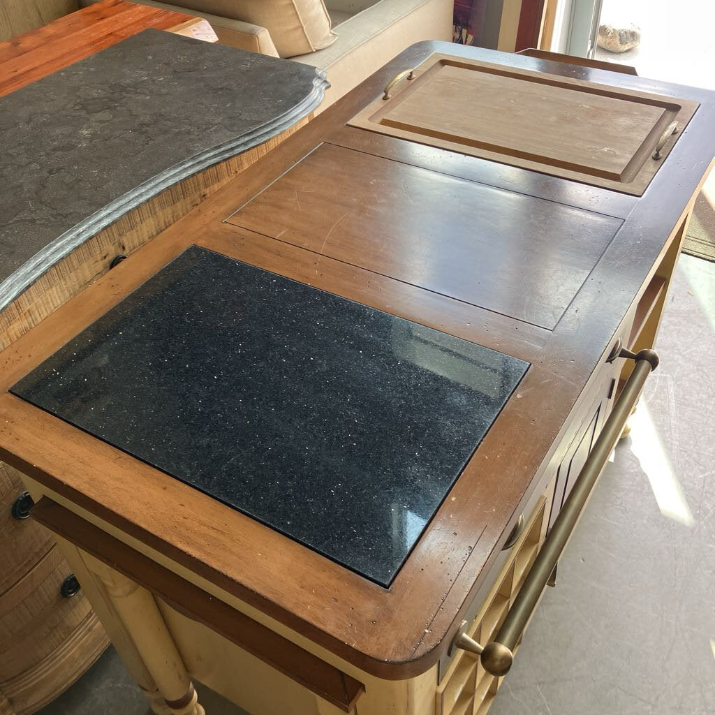Kitchen Island w/ Cutting Board & Marble Top