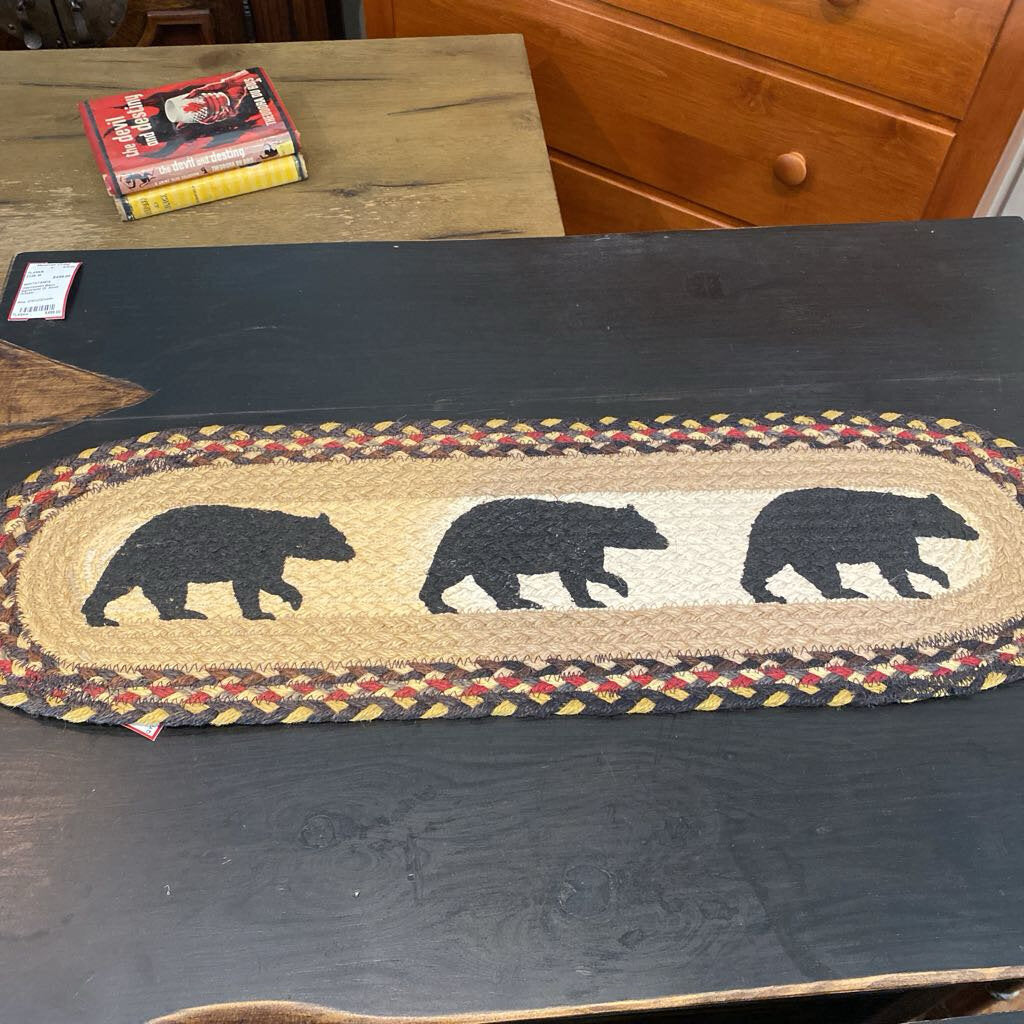 Braided Table Rug With Bears
