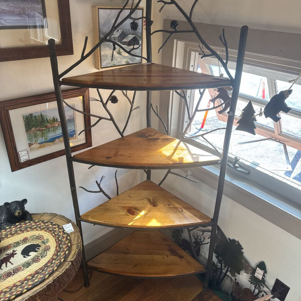 Iron and Wood Corner Shelf