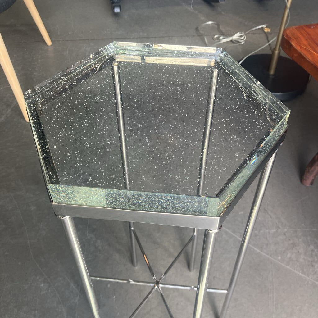 Chrome Glass Hexagonal Side Table