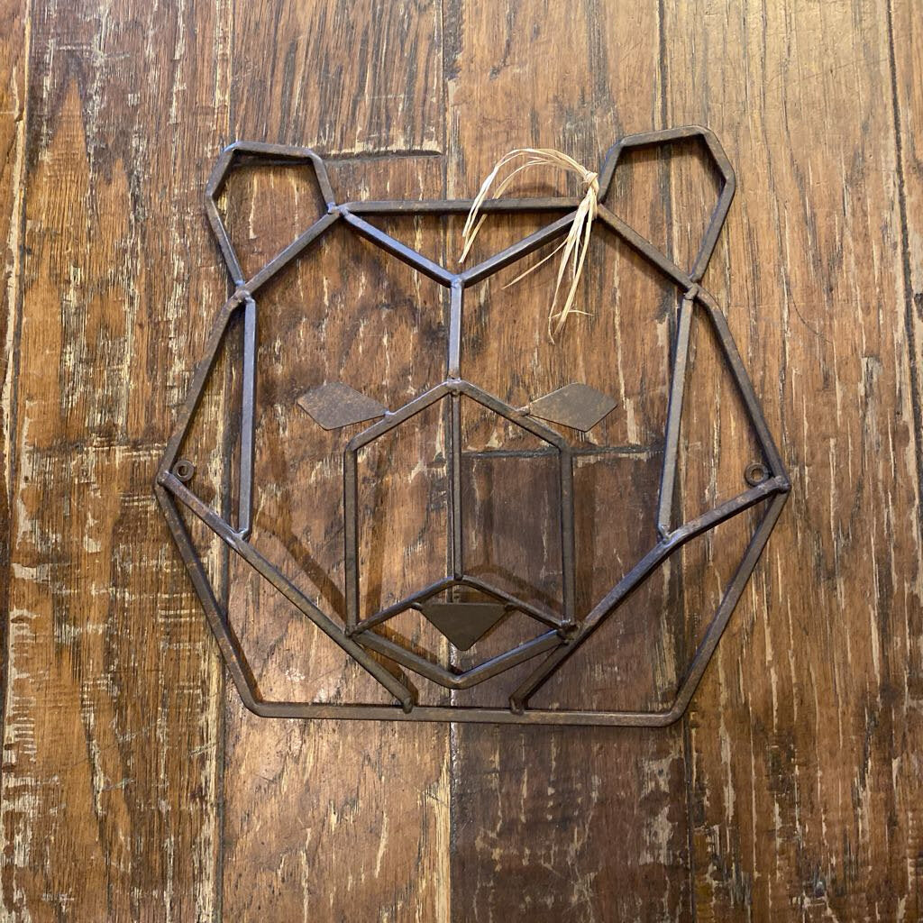 Metal Bear Face Wall Art