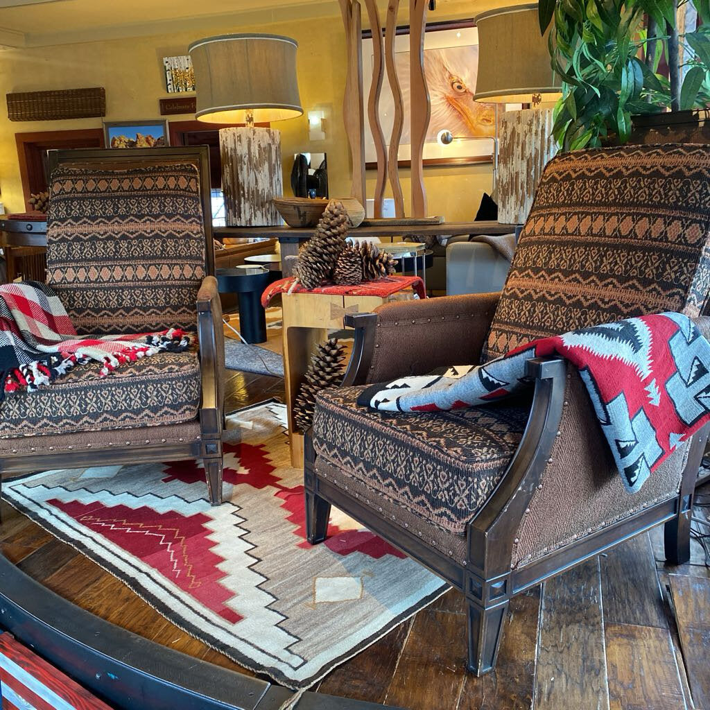 Upholstered and Wood High Back Chair - Set of 2