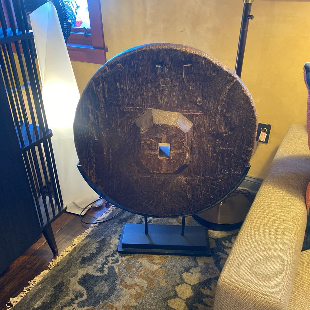 Vintage Indonesian 19th Century Wood Ox Wagon Wheel