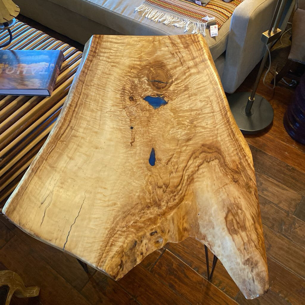 Custom Made Figured Maple and Resin Table By Rustic Incline
