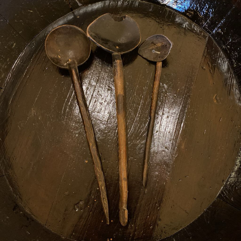 Vintage Handmade Serving Cooking Spoons - Set of 3