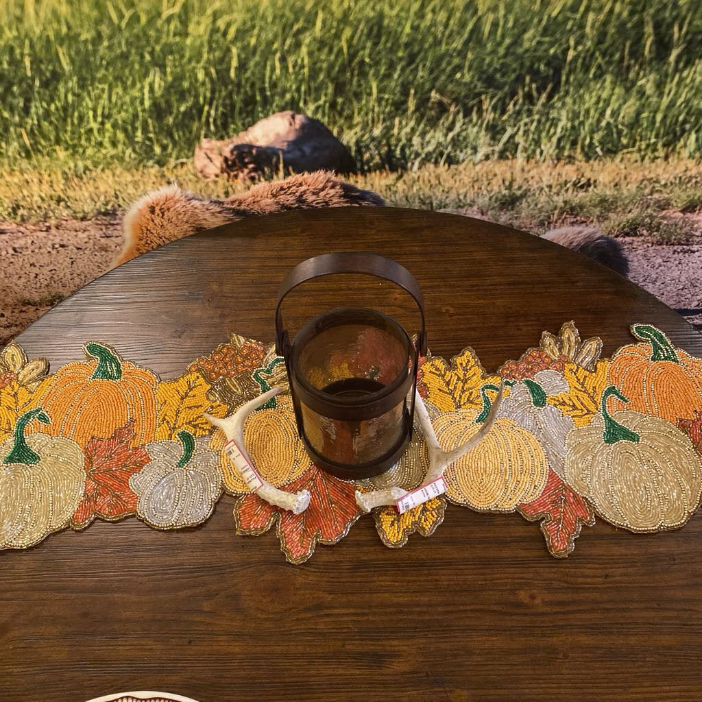 Tahari Home Autumn Harvest Beaded Table Runner
